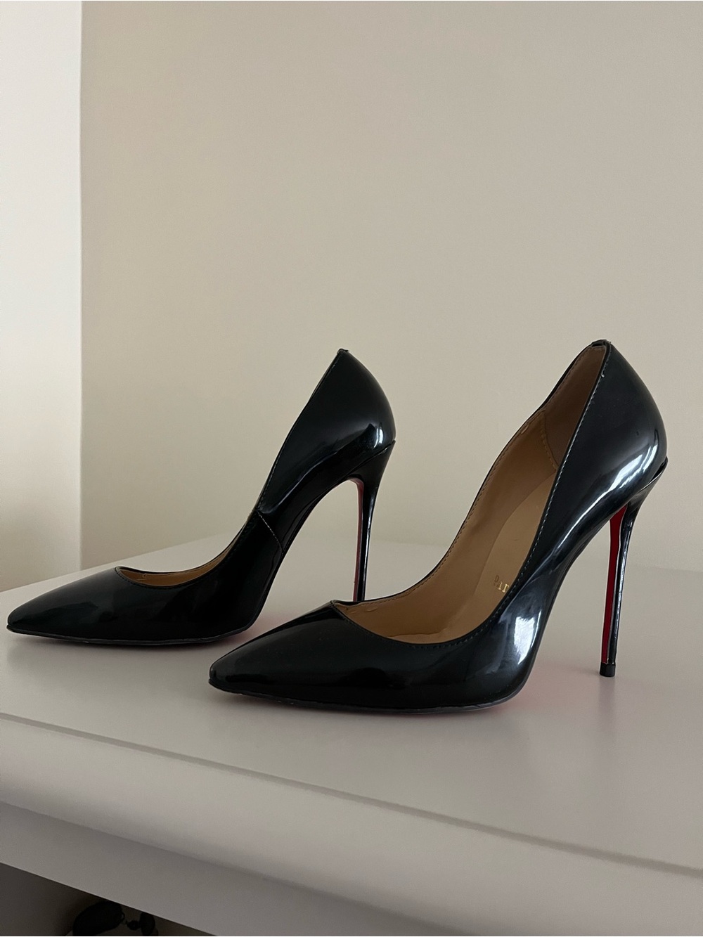 Christian Louboutin Black Pointed Toe Pump with Red Sole